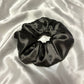 Deep shadow grey scrunchie hair tie with mulberry silk extra big for thicker curly hair sweden europe