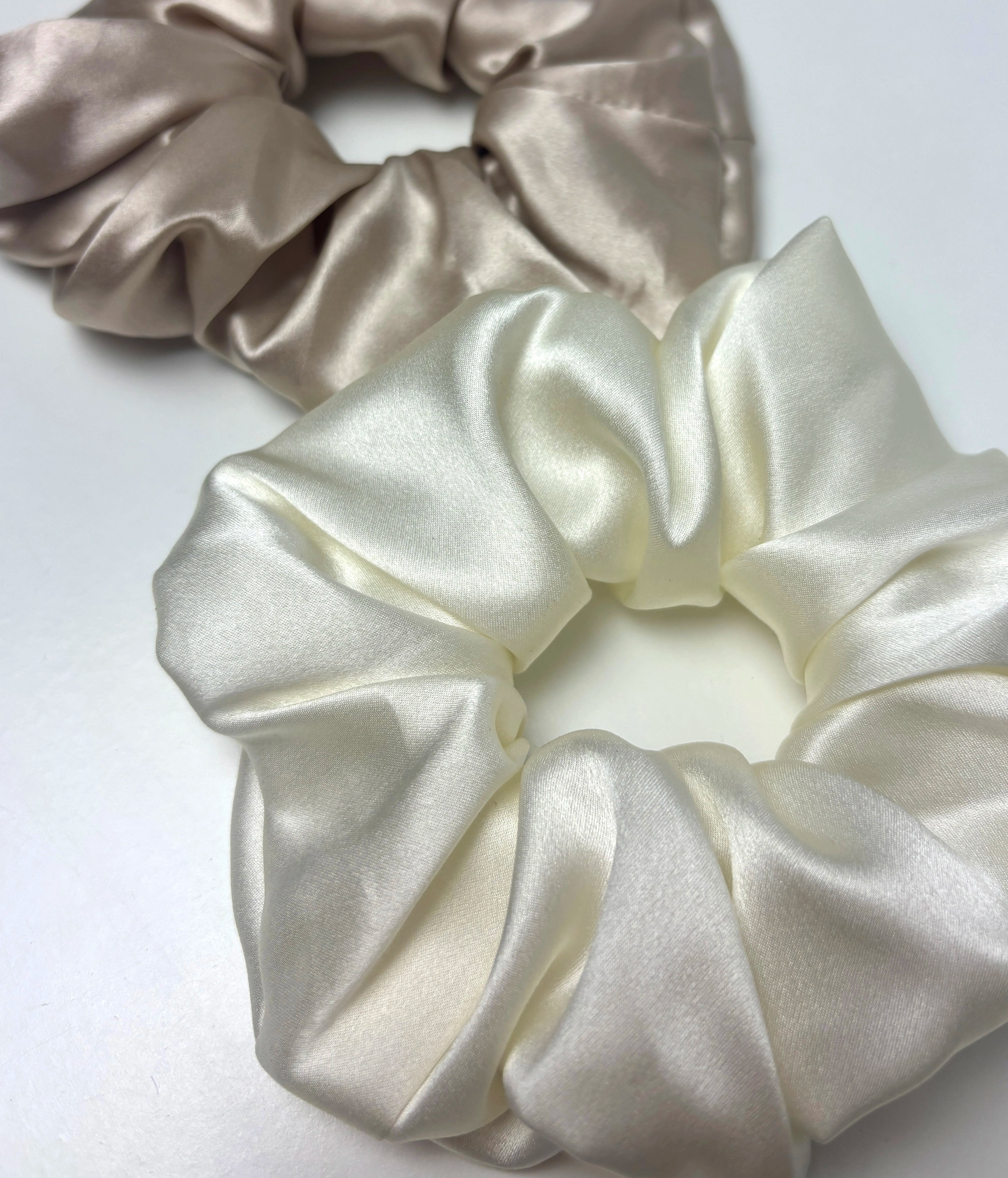Europe Extra big Oversized Mulberry silk scrunchie for thick long curly wavy hair ivory white light beige